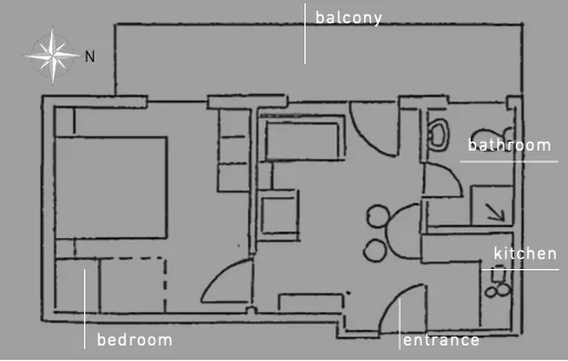 Zimmerplan im Apartment Herzl